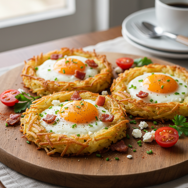 Breakfast Hash Brown Egg Nests recipe