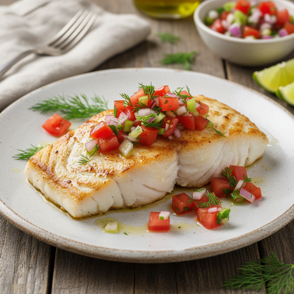Broiled Halibut with Tomato Dill Salsa recipe