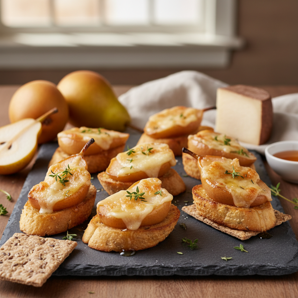 Broiled Pear and Smoked Gouda Bites recipe