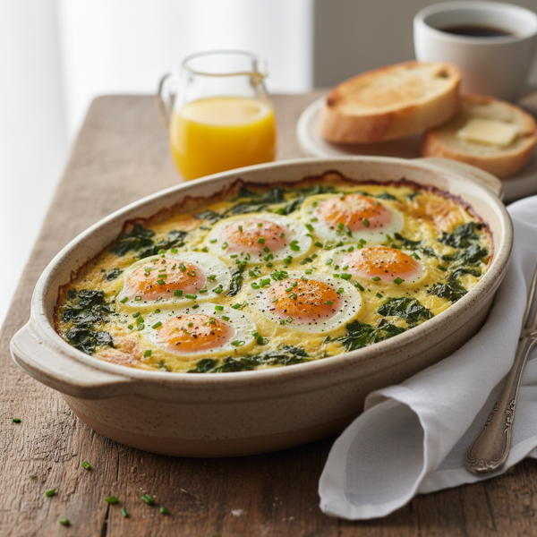 Brunch Delight: Scalloped Eggs Over Creamy Spinach recipe