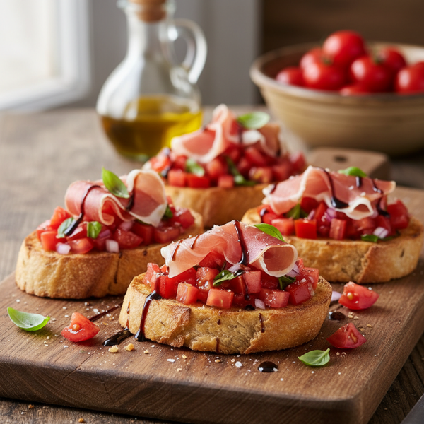 Bruschetta de Tomate con Jamón Serrano recipe