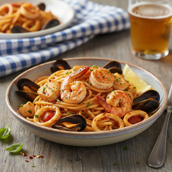 Bubba's Spicy Seafood Linguine recipe