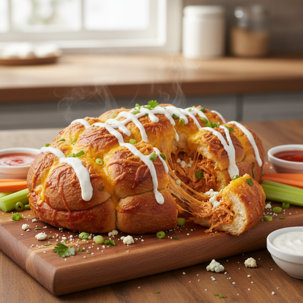 Buffalo Chicken Football Pull-Apart Bread recipe