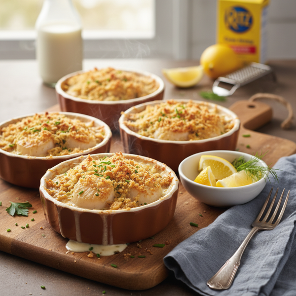 Buttermilk Baked Scallops with Ritz Crust recipe