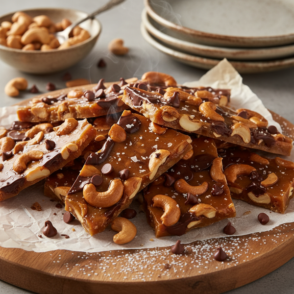 Buttery Chocolate Chip Cashew Brittle recipe