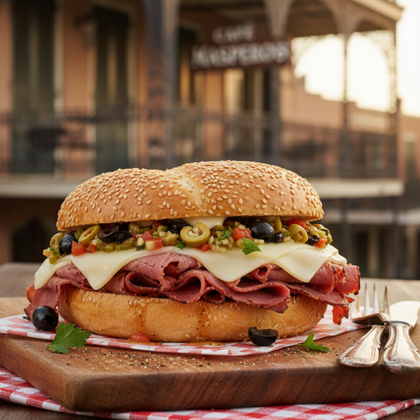 Café Maspero's New Orleans Pastrami Muffuletta recipe