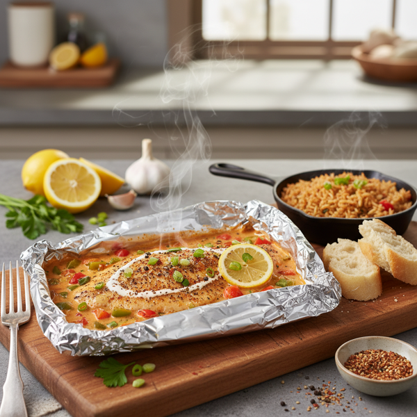 Cajun-Inspired Creamy Tilapia Foil Packets recipe