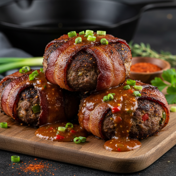 Cajun-Style Bacon Wrapped Hamburger Steaks recipe