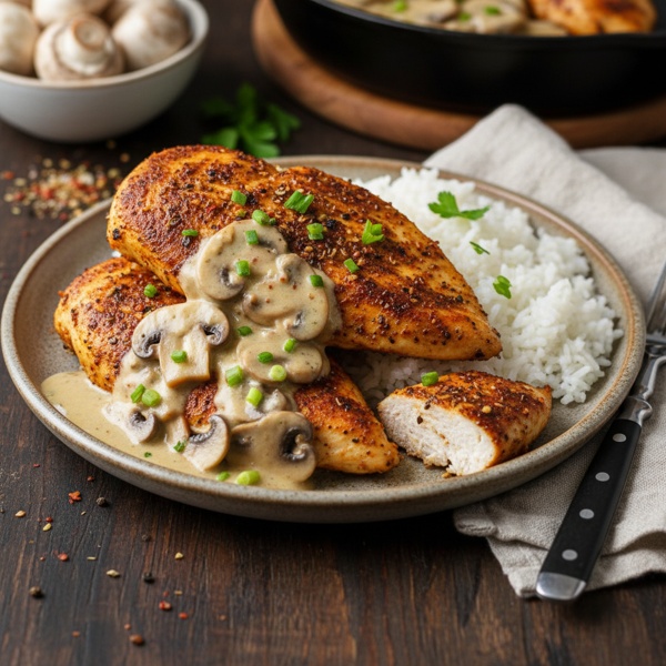 Cajun-Style Chicken with Creamy Mushroom Sauce recipe