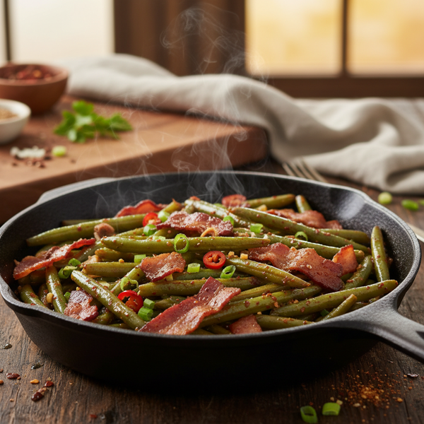 Cajun-Style Spicy Green Beans with Flavorful Bacon recipe