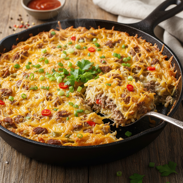 Cajun Beef Hash Brown Casserole recipe