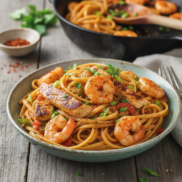 Cajun Chicken and Shrimp Linguine recipe