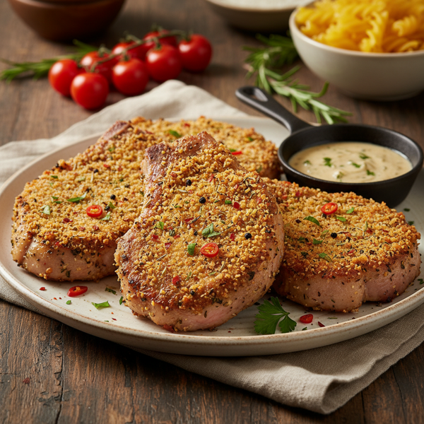 Cajun Romano-Crusted Pork Chops recipe