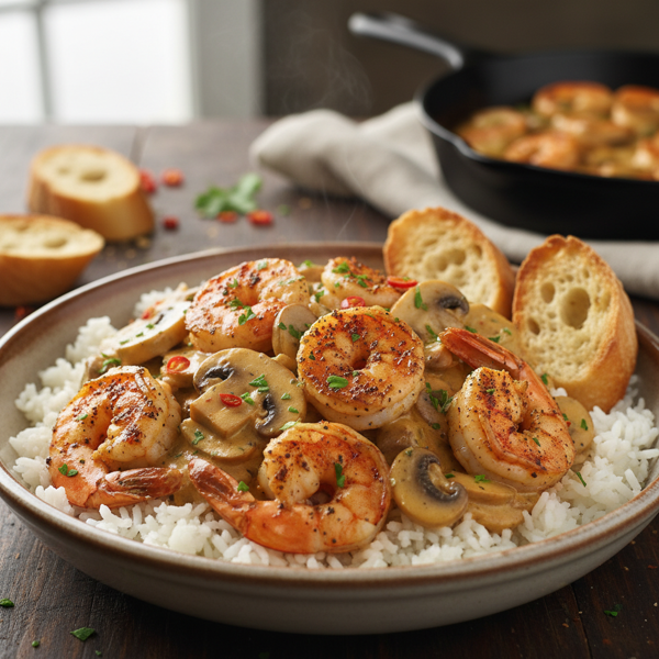 Cajun Shrimp and Mushroom Cream Sauce recipe