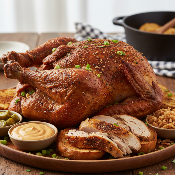 Cajun Spiced Deep Fried Turkey Delight recipe