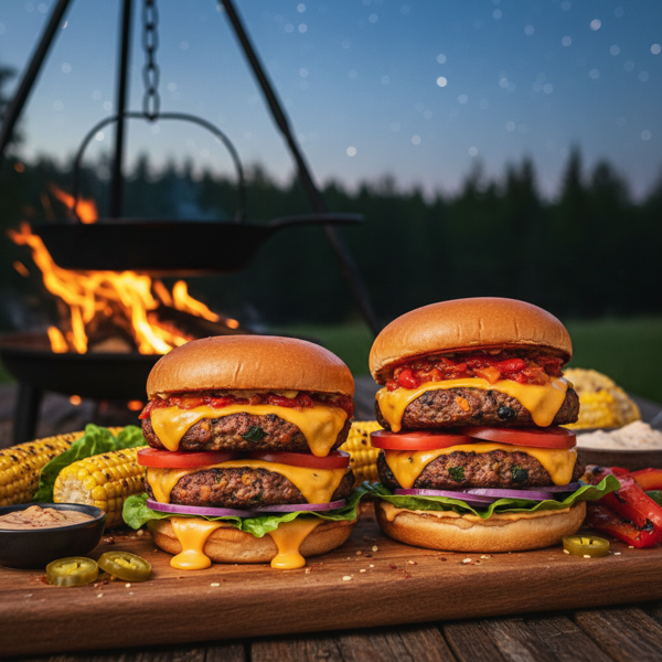 Campsite Cheesy Veggie Burgers recipe