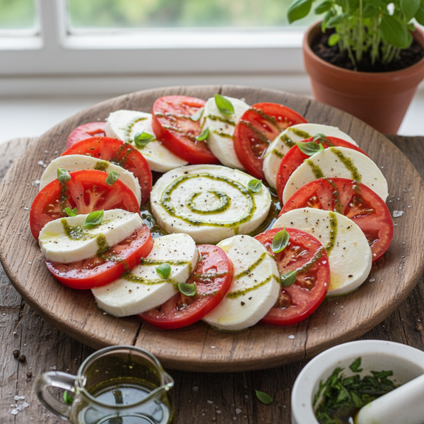 Caprese Salad with Basil Infusion recipe
