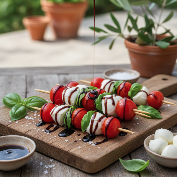 Caprese Skewers with Balsamic Glaze recipe