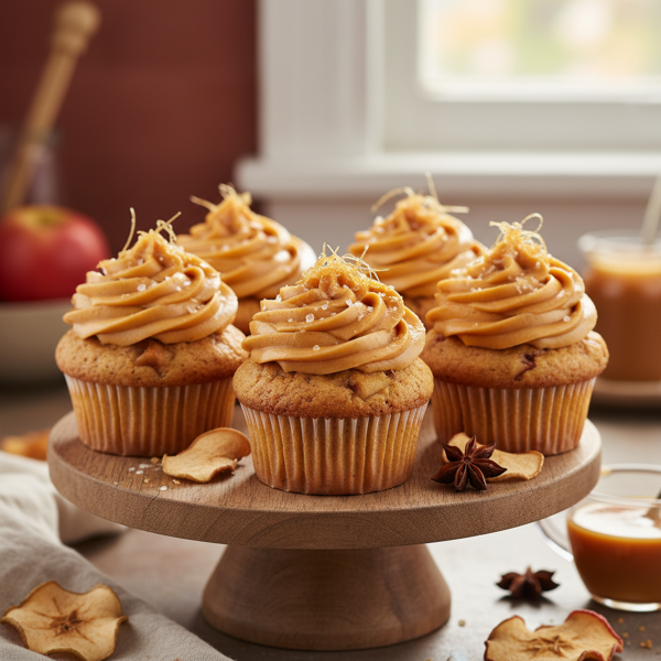 Caramel-Infused Spiced Apple Cupcakes with Velvet Salted Caramel Frosting recipe