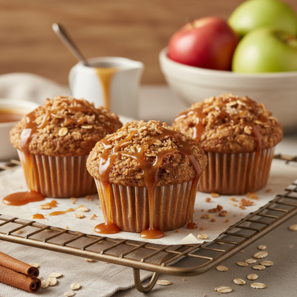 Caramel Apple Oat Muffins with Streusel Topping recipe