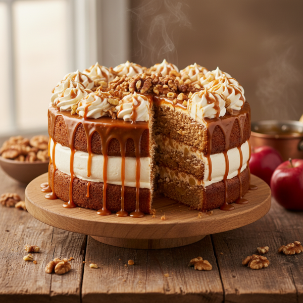 Caramel Apple Walnut Cake recipe