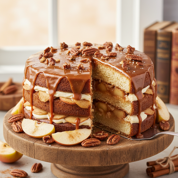Caramel Crunch Apple Delight Cake recipe
