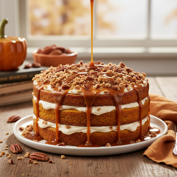 Caramel Pumpkin Pecan Crunch Cake recipe