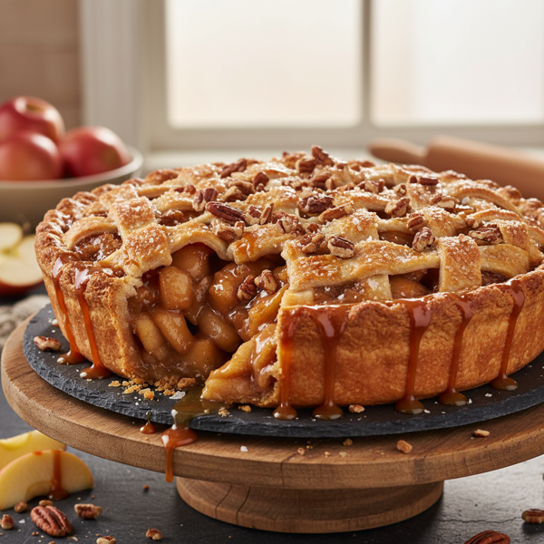 Caramelized Apple Pecan Praline Pie recipe