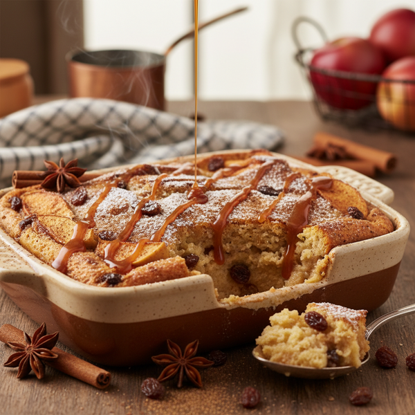 Caramelized Apple & Spice Delight Bread Pudding recipe