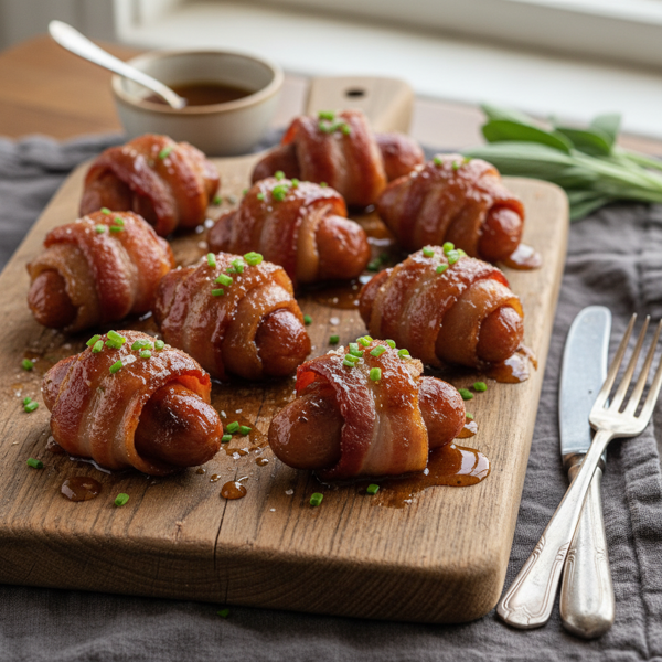 Caramelized Bacon-Wrapped Smokies recipe