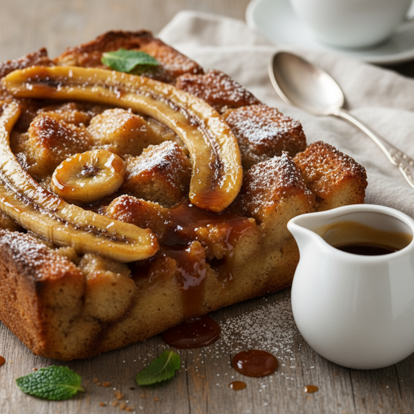 Caramelized Banana Rum Bread Pudding recipe