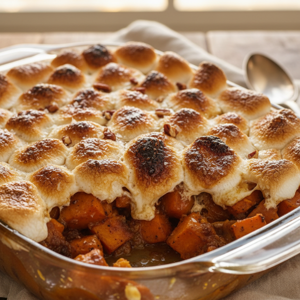 Caramelized Brown Sugar Marshmallow Sweet Potatoes recipe