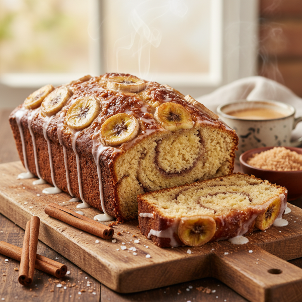 Caramelized Cinnamon Banana Bread recipe