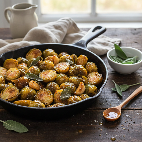 Caramelized Garlic & Sage Roasted Brussels Sprouts recipe