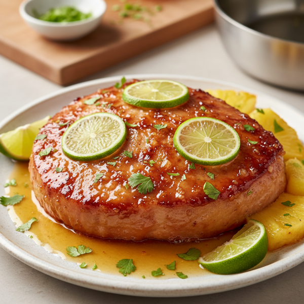 Caramelized Ham Steak with Lime Glaze recipe