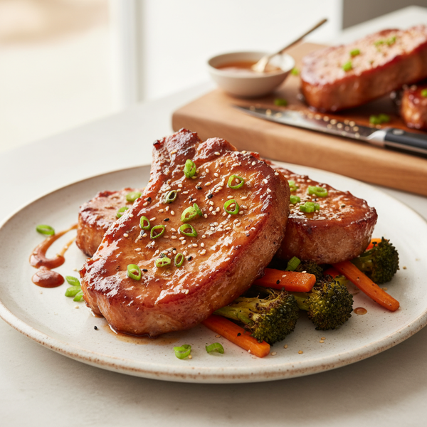 Caramelized Honey-Hoisin Glazed Pork Chops recipe
