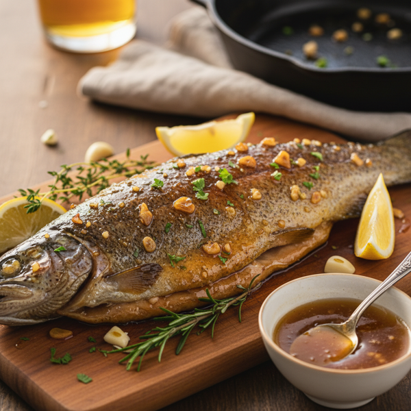 Caramelized Honey Garlic Trout recipe