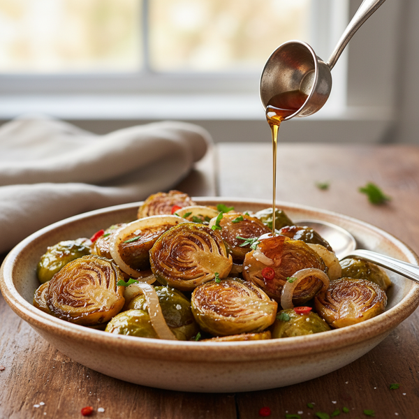 Caramelized Maple Brussels Sprouts with Sweet Onions recipe