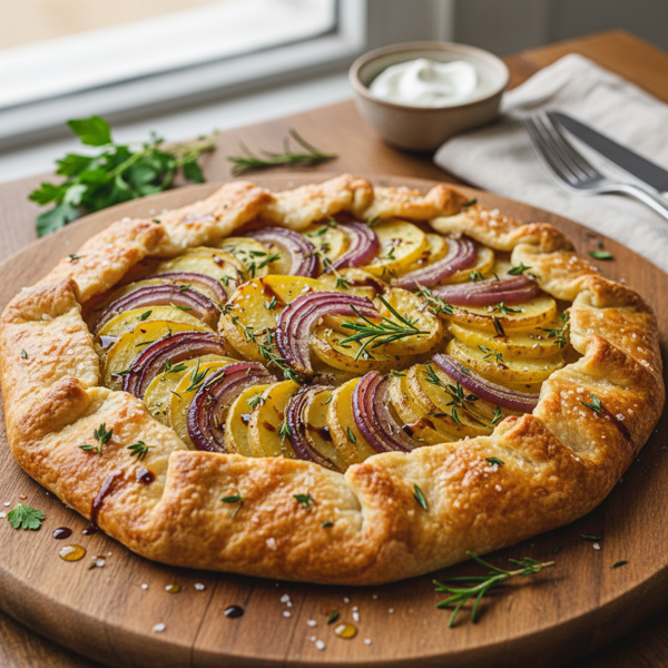 Caramelized Onion & Herb Potato Galette recipe