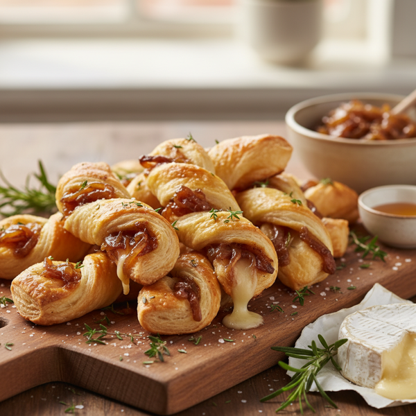 Caramelized Onion and Brie Pastry Twists recipe