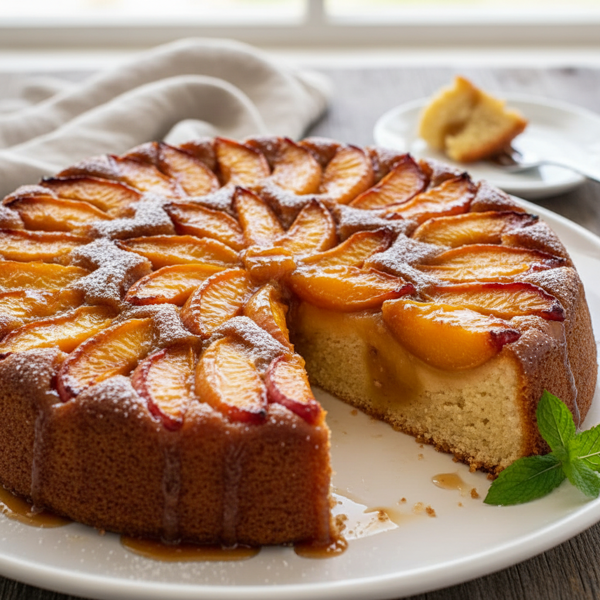 Caramelized Peach Upside-Down Cake recipe