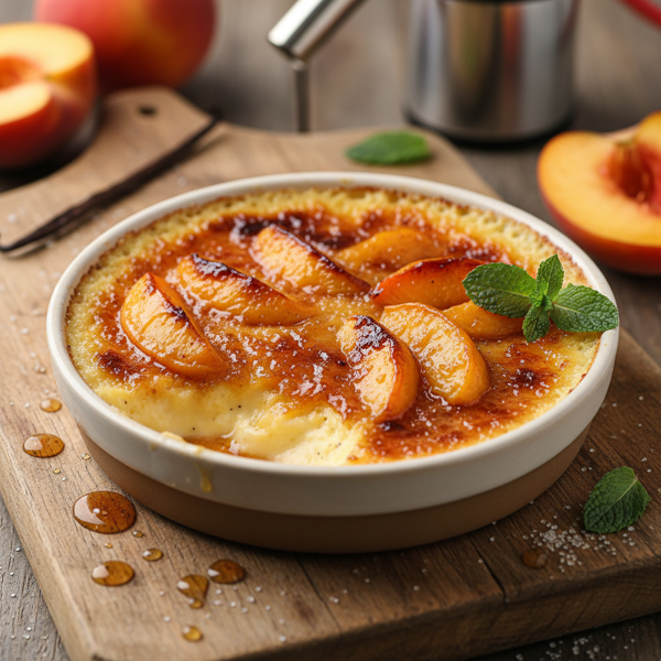 Caramelized Peach Vanilla Crème Brûlée recipe