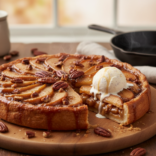 Caramelized Pear Pecan Upside-Down Pie recipe