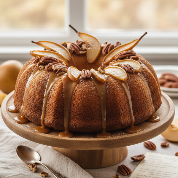 Caramelized Pear & Pecan Bundt Cake recipe