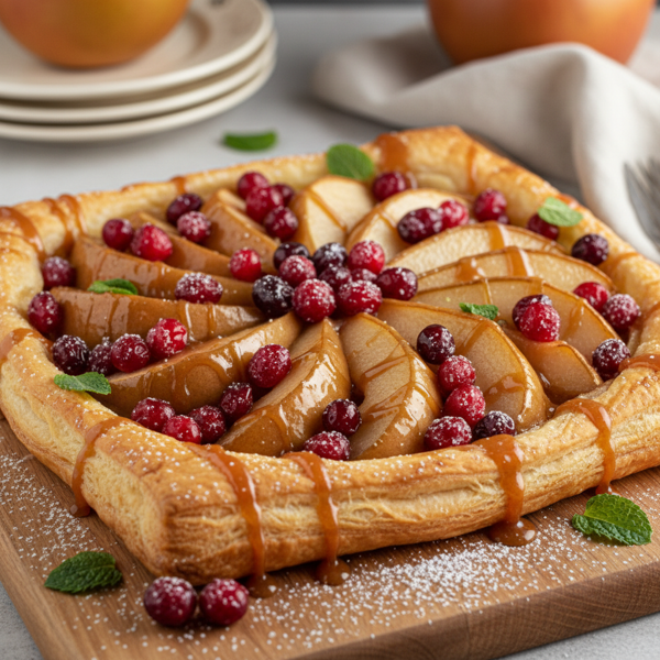 Caramelized Pear and Cranberry Puff Tart recipe