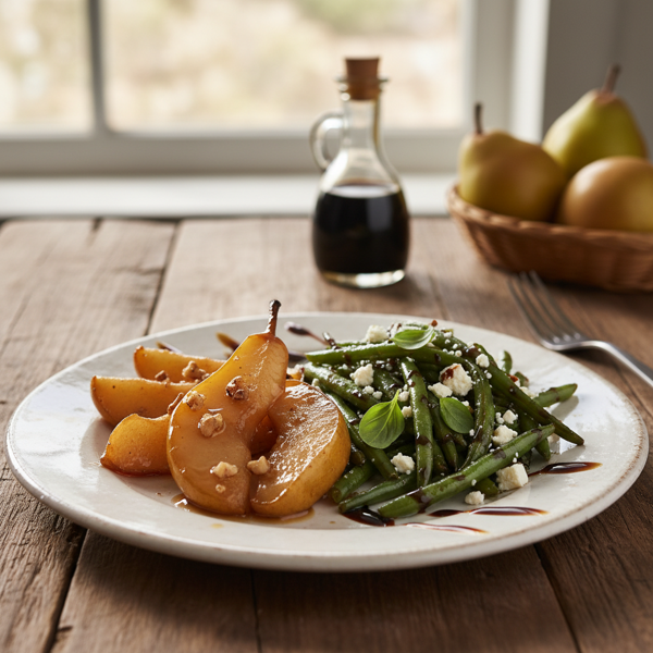Caramelized Pears with Balsamic Green Beans recipe