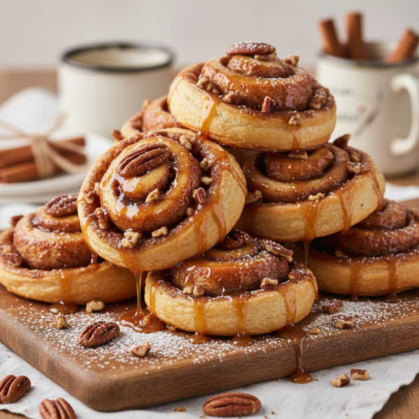 Caramelized Pecan Cinnamon Puff Rolls recipe