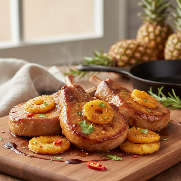 Caramelized Pineapple Pork Loin Chops recipe