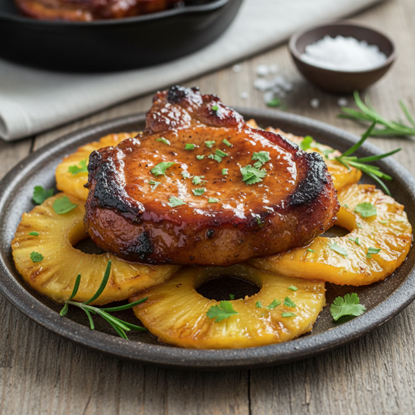 Caramelized Pineapple & Smoked Pork Chops recipe