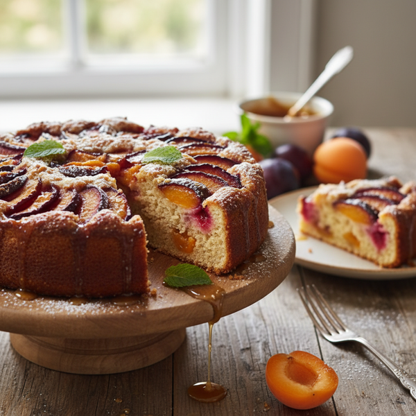 Caramelized Plum and Apricot Bliss Cake recipe